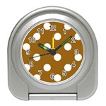 Polka Dots - White on Golden Brown Desk Alarm Clock