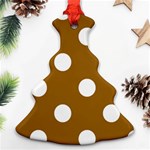 Polka Dots - White on Golden Brown Ornament (Christmas Tree)