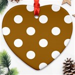 Polka Dots - White on Golden Brown Ornament (Heart)