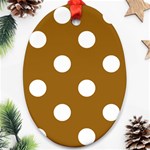 Polka Dots - White on Golden Brown Ornament (Oval)