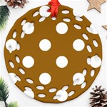 Polka Dots - White on Golden Brown Ornament (Round Filigree)