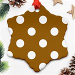 Polka Dots - White on Golden Brown Ornament (Snowflake)