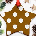 Polka Dots - White on Golden Brown Ornament (Star)