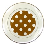 Polka Dots - White on Golden Brown Porcelain Plate