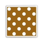 Polka Dots - White on Golden Brown Memory Card Reader with Storage (Square)
