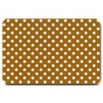 Polka Dots - White on Golden Brown Large Doormat