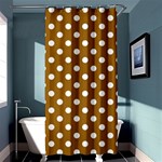 Polka Dots - White on Golden Brown Shower Curtain 36  x 72  (Stall)