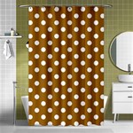 Polka Dots - White on Golden Brown Shower Curtain 48  x 72  (Small)
