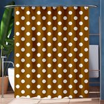 Polka Dots - White on Golden Brown Shower Curtain 60  x 72  (Medium)