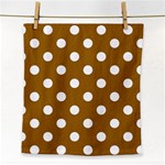 Polka Dots - White on Golden Brown Face Towel