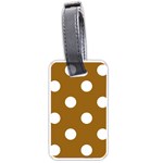 Polka Dots - White on Golden Brown Luggage Tag (One Side)
