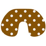 Polka Dots - White on Golden Brown Travel Neck Pillow
