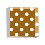 Polka Dots - White on Golden Brown 4 x 4  Acrylic Photo Block