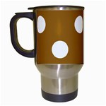 Polka Dots - White on Golden Brown Travel Mug (White)