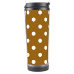 Polka Dots - White on Golden Brown Travel Tumbler