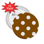 Polka Dots - White on Golden Brown 2.25  Button (10 pack)