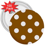 Polka Dots - White on Golden Brown 3  Button (100 pack)