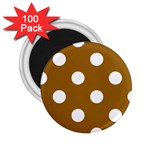 Polka Dots - White on Golden Brown 2.25  Magnet (100 pack)