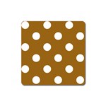 Polka Dots - White on Golden Brown Magnet (Square)