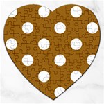 Polka Dots - White on Golden Brown Jigsaw Puzzle (Heart)