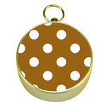 Polka Dots - White on Golden Brown Gold Compass