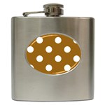 Polka Dots - White on Golden Brown Hip Flask (6 oz)