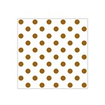 Polka Dots - Golden Brown on White Satin Bandana Scarf