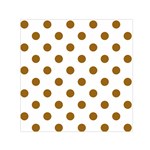Polka Dots - Golden Brown on White Small Satin Scarf  (Square)