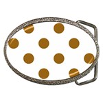 Polka Dots - Golden Brown on White Belt Buckle