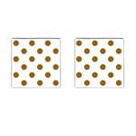 Polka Dots - Golden Brown on White Cufflinks (Square)