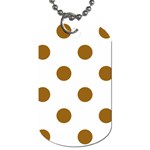 Polka Dots - Golden Brown on White Dog Tag (One Side)