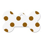 Polka Dots - Golden Brown on White Dog Tag Bone (One Side)