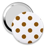 Polka Dots - Golden Brown on White 3  Handbag Mirror