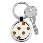 Polka Dots - Golden Brown on White Key Chain (Round)
