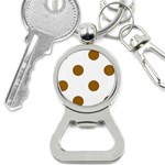 Polka Dots - Golden Brown on White Bottle Opener Key Chain