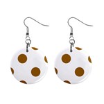 Polka Dots - Golden Brown on White 1  Button Earrings