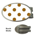 Polka Dots - Golden Brown on White Money Clip (Oval)