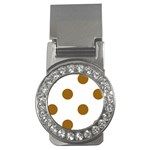 Polka Dots - Golden Brown on White Money Clip (CZ)