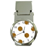 Polka Dots - Golden Brown on White Money Clip Watch