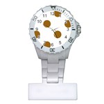 Polka Dots - Golden Brown on White Nurses Watch
