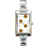 Polka Dots - Golden Brown on White Rectangle Italian Charm Watch