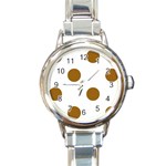 Polka Dots - Golden Brown on White Round Italian Charm Watch