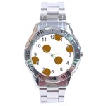Polka Dots - Golden Brown on White Stainless Steel Analogue Watch