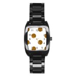Polka Dots - Golden Brown on White Stainless Steel Barrel Watch