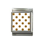 Polka Dots - Golden Brown on White Italian Charm (13mm)