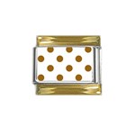 Polka Dots - Golden Brown on White Gold Trim Italian Charm (9mm)