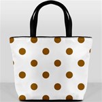 Polka Dots - Golden Brown on White Bucket Bag