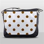 Polka Dots - Golden Brown on White Messenger Bag