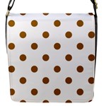 Polka Dots - Golden Brown on White Flap Closure Messenger Bag (S)