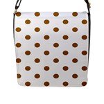 Polka Dots - Golden Brown on White Flap Closure Messenger Bag (L)
